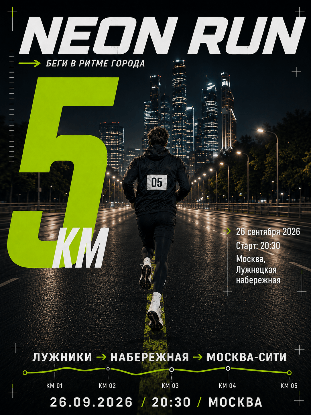 NEON RUN — афиша ночного забега
